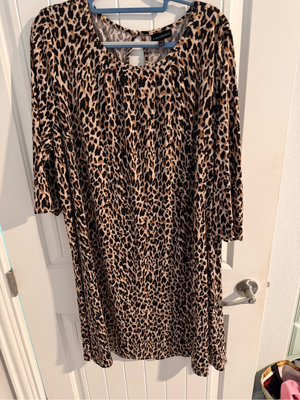 Lane Bryant Leopard Print Swing Dress 18/20 3/4 Sleeve Stretch Knit